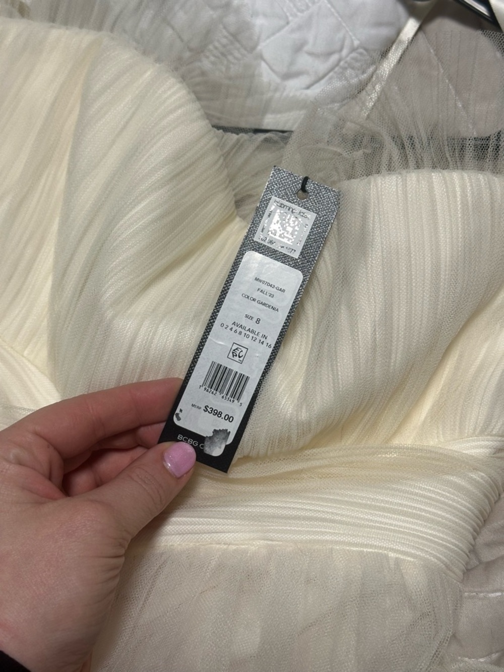 BCBG Cream Pleated Tulle Dress - Picture 3 of 3